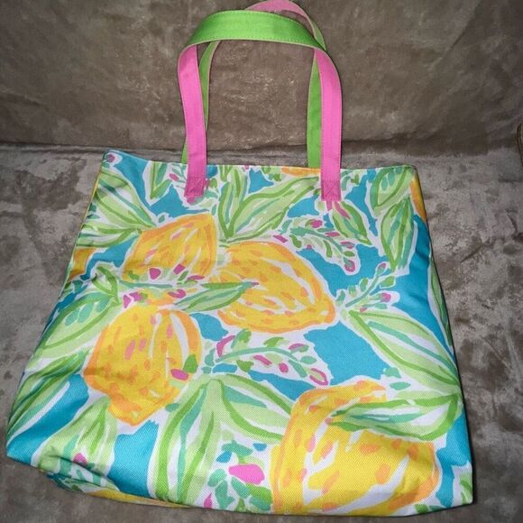 Lilly Pulitzer for Estee Lauder Tropical Print Lemons Shopping Beach Tote Bag - Picture 7 of 8